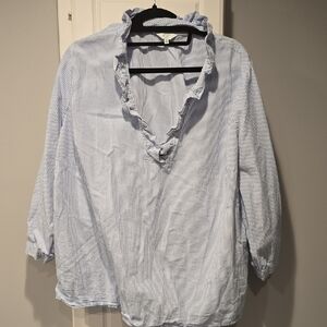 Crown & Ivy Curvy Blue Pinstripe Top